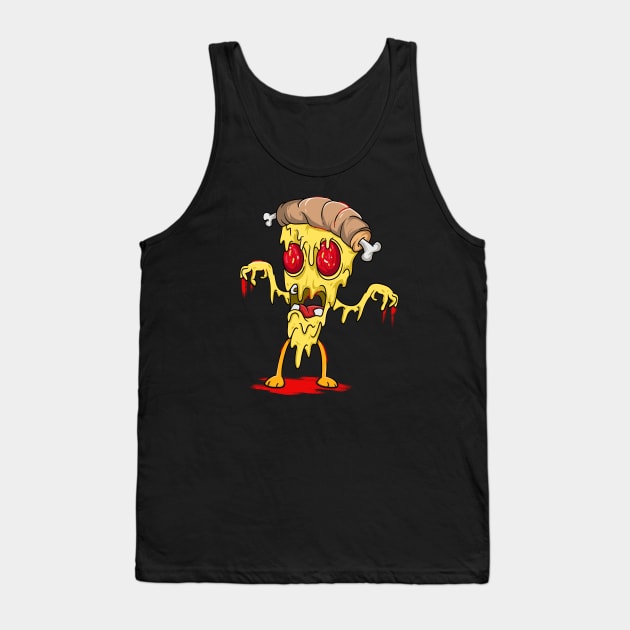 Cheesy Pizza Zombie Tank Top by Trendy Black Sheep